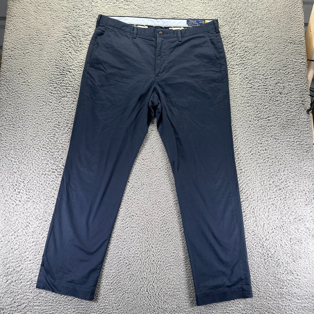 Polo Ralph Lauren Pant Mens 38x32 Blue Cotton Chino Straight Leg Preppy Business